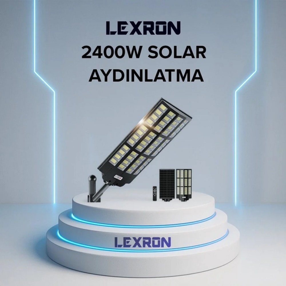 2400W Watt Sokak Bahçe Aydınlatma Armatürü Solar Lamba Lexron